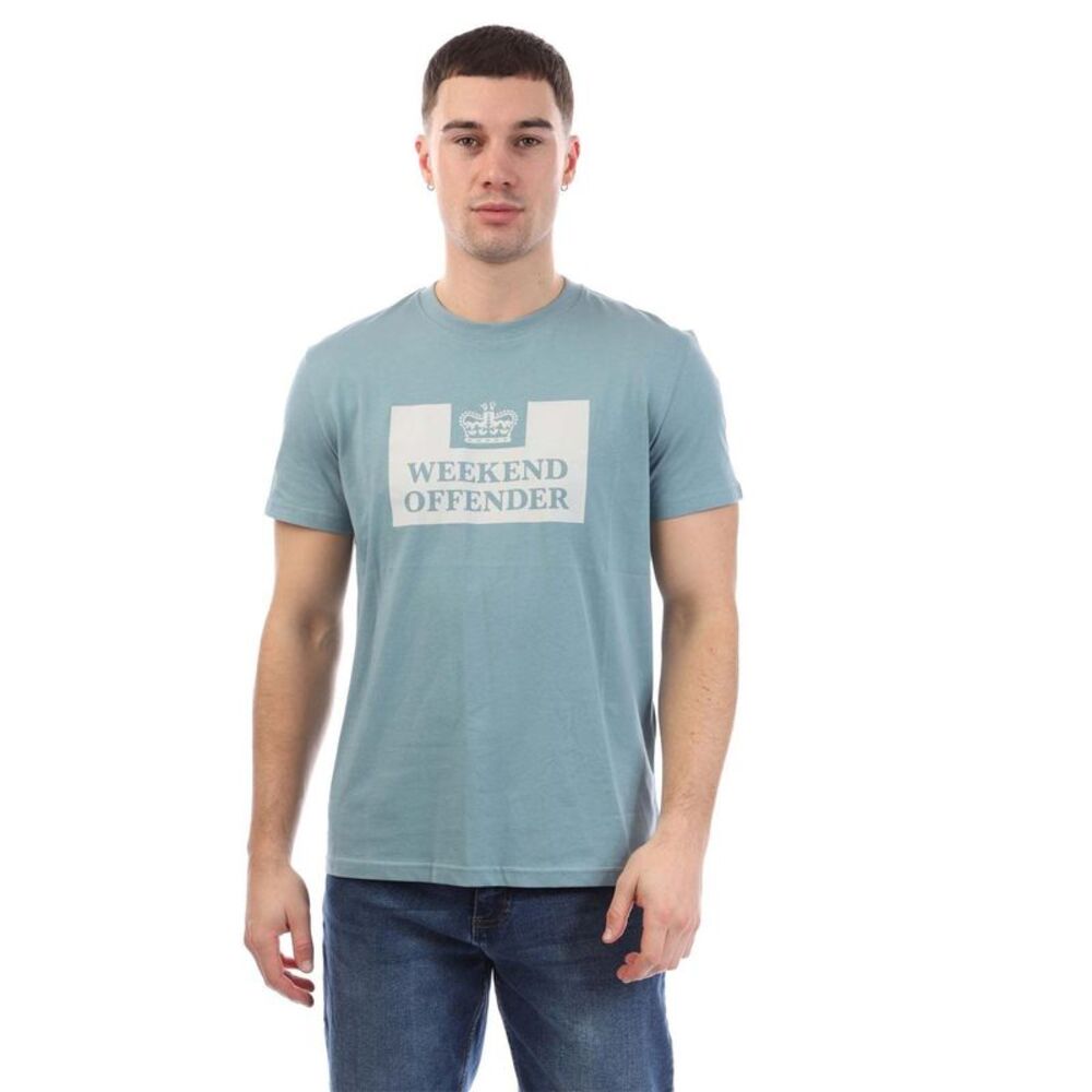 Weekend Offender Mens McMoney Box Logo T-Shirt / Light Blue